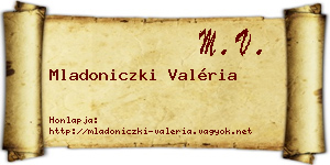 Mladoniczki Valéria névjegykártya