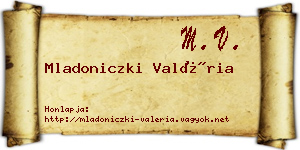 Mladoniczki Valéria névjegykártya